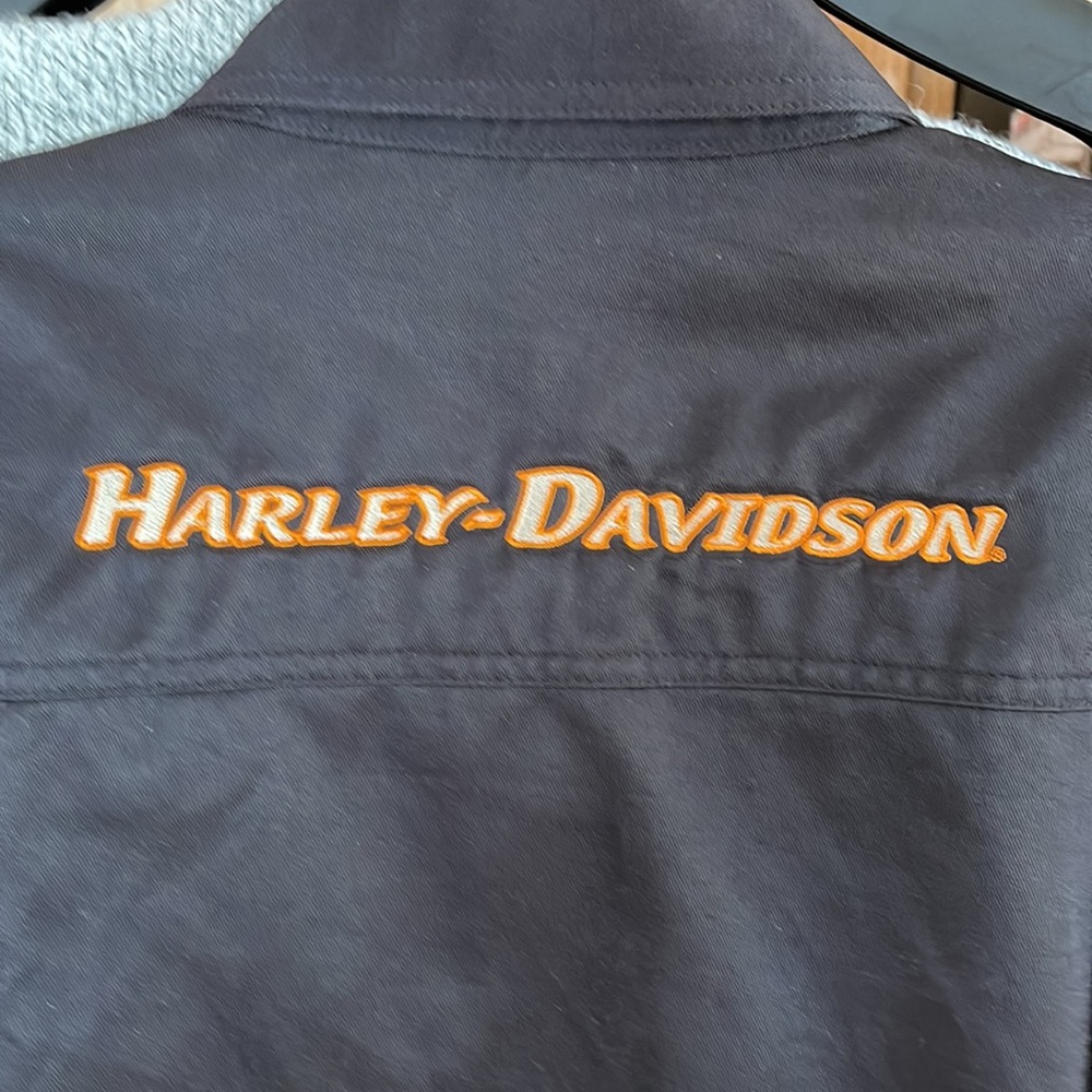 Harley Davidson Black Jacket Snap Front Large - image 1